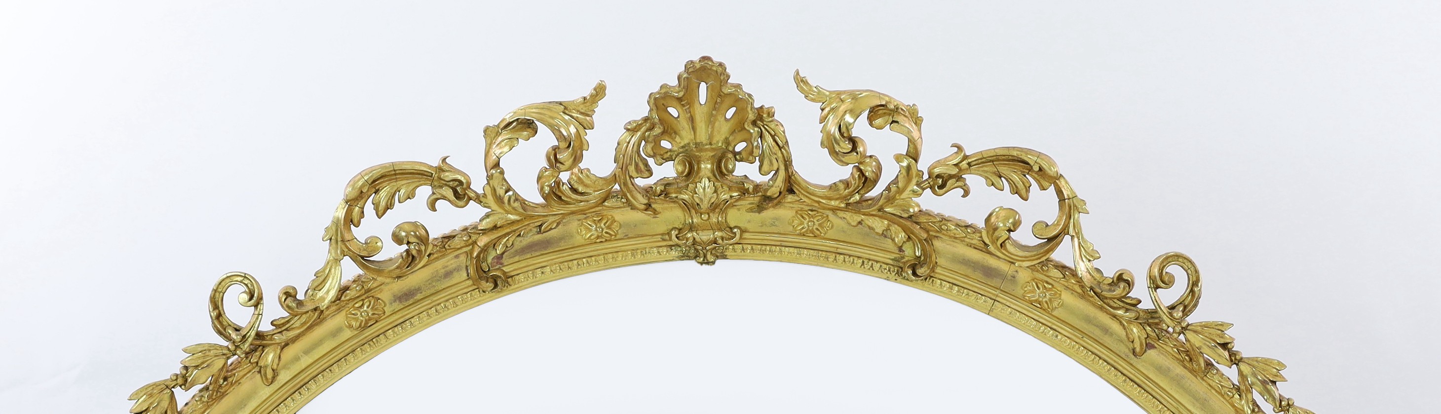 A Victorian giltwood and gesso overmantel mirror, of ornate arched form with foliate scroll and - Image 2 of 5