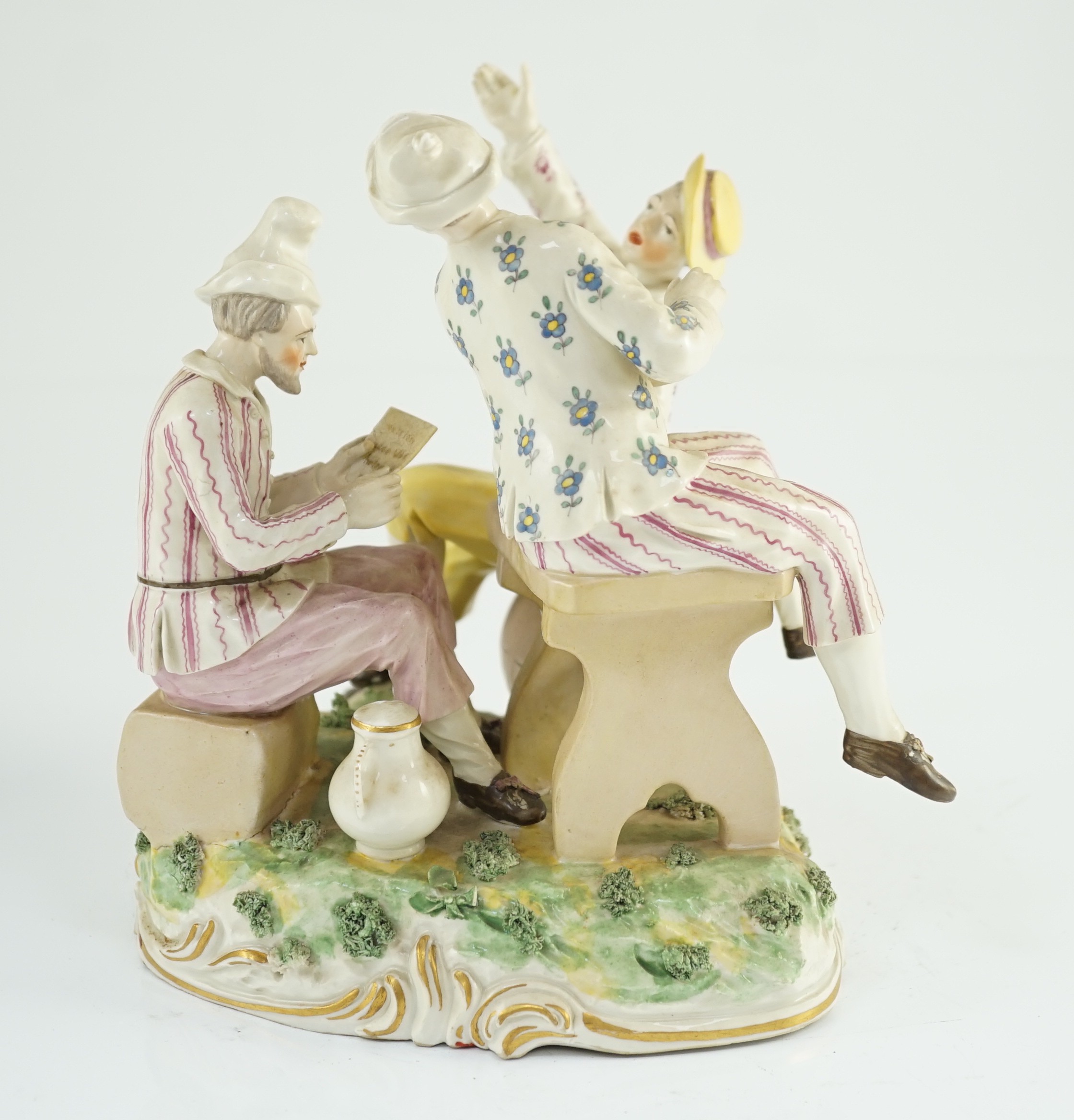 A Frankenthal porcelain group of three carousing men, c.1770-75, modelled by Karl Gottlieb Lück, one - Image 4 of 6