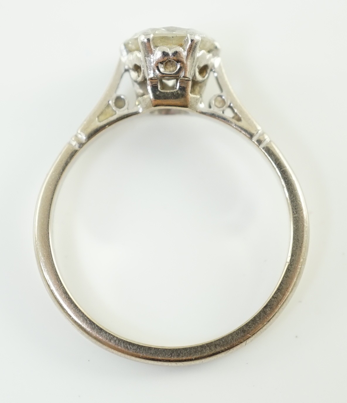 An 18ct white gold, platinum and solitaire diamond set ring, size M, gross weight 3.3 grams, the - Image 5 of 6