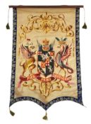 Nine mid 19th century Royal heraldic banners, decorated with armorials of European countries,