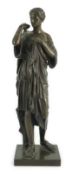 After the antique, a French Reduction Sauvage bronze figure of 'Diana de Gabies', on square