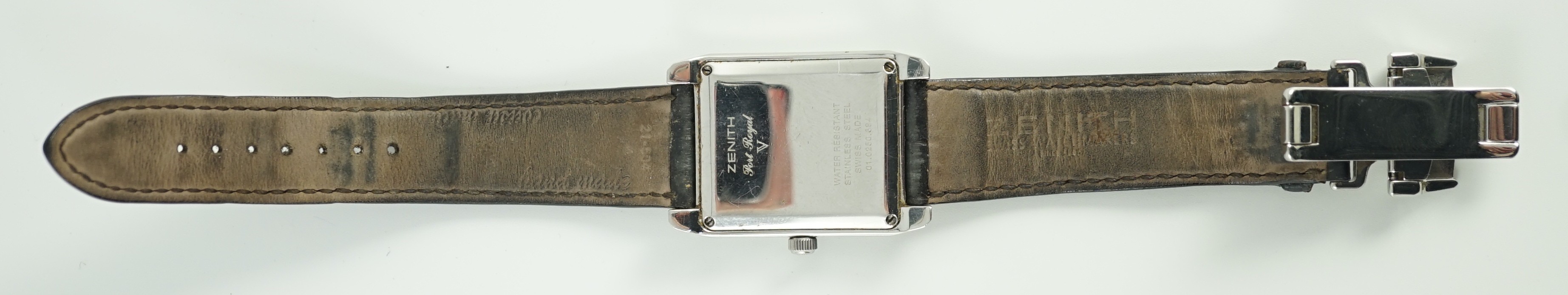 A gentleman's stainless steel Zenith Elite Port Royal V automatic rectangular dial wrist watch, with - Image 6 of 7