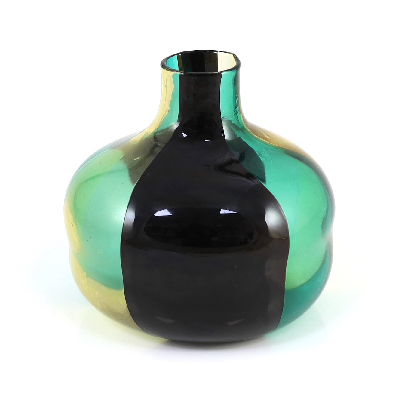 A Venini Murano ‘Spicchi’ glass vase, designed by Fulvio Bianconi, c.1955, model 4890, in green, - Image 2 of 5