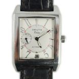 A gentleman's stainless steel Zenith Elite Port Royal V automatic rectangular dial wrist watch, with