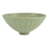 A Chinese Longquan celadon petal lobed bowl, Southern Song dynasty, fine crackle to the glaze, burnt