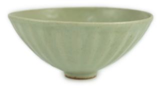 A Chinese Longquan celadon petal lobed bowl, Southern Song dynasty, fine crackle to the glaze, burnt