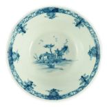 A rare Worcester Club Rock pattern patty pan, c.1756-60, painted in underglaze blue to the