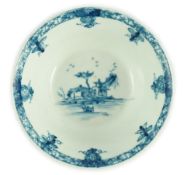 A rare Worcester Club Rock pattern patty pan, c.1756-60, painted in underglaze blue to the