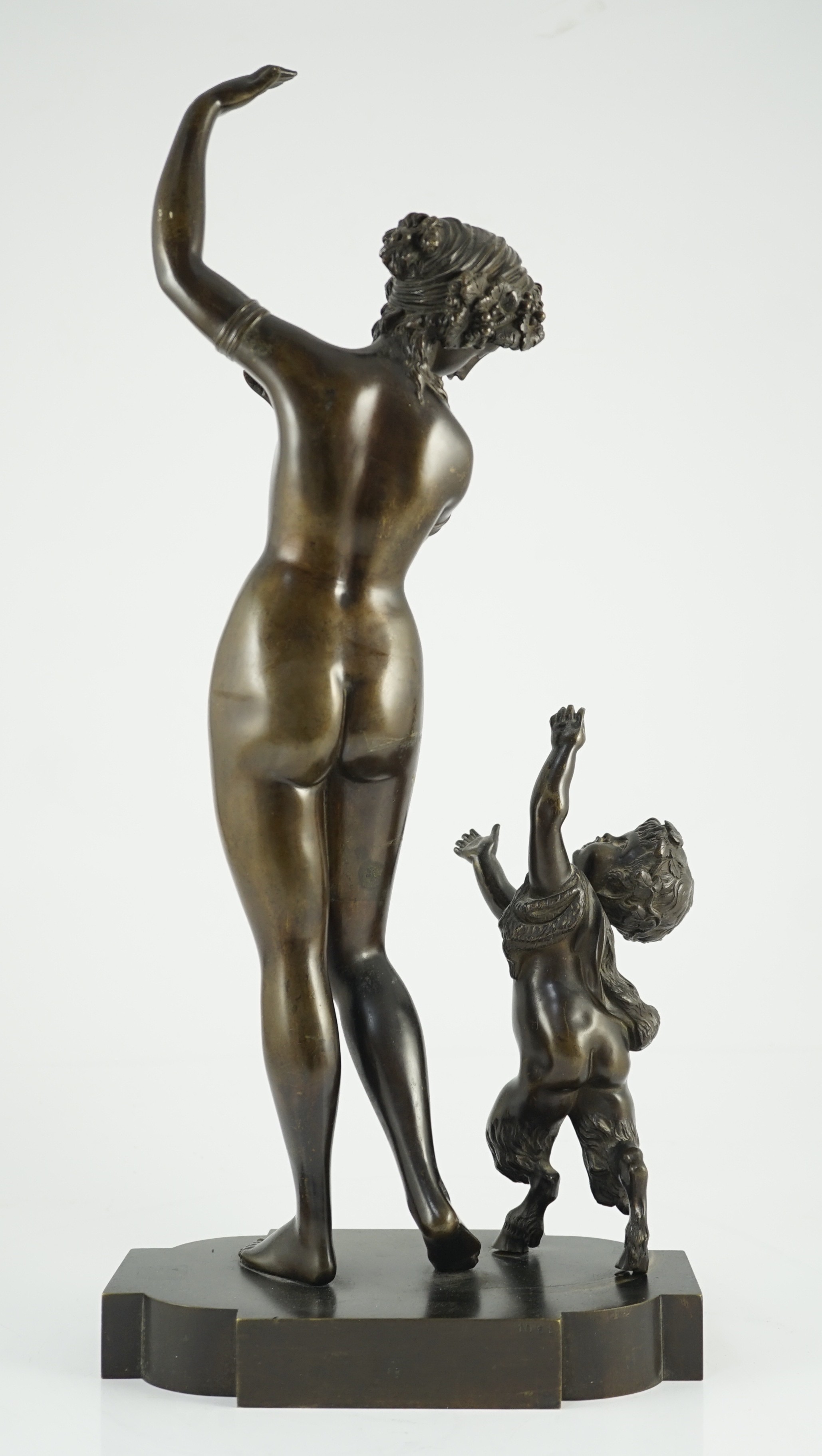 A 19th century French bronze group of a muse dancing alongside a faun, 24cm wide, 52cm high*** - Image 5 of 6