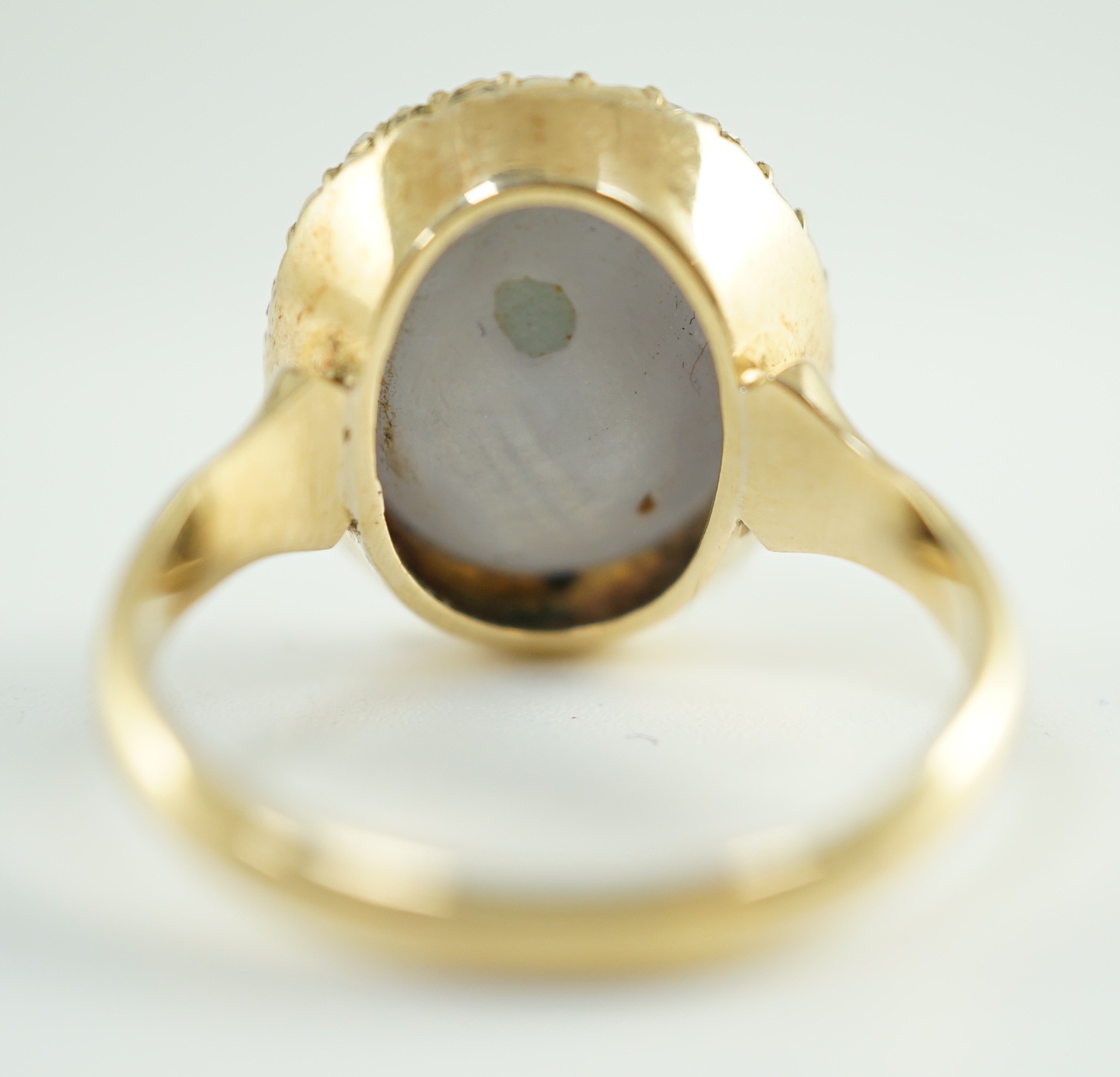 An early to mid 20th century 18ct gold, cabochon star sapphire and rose cut diamond set oval cluster - Image 5 of 6