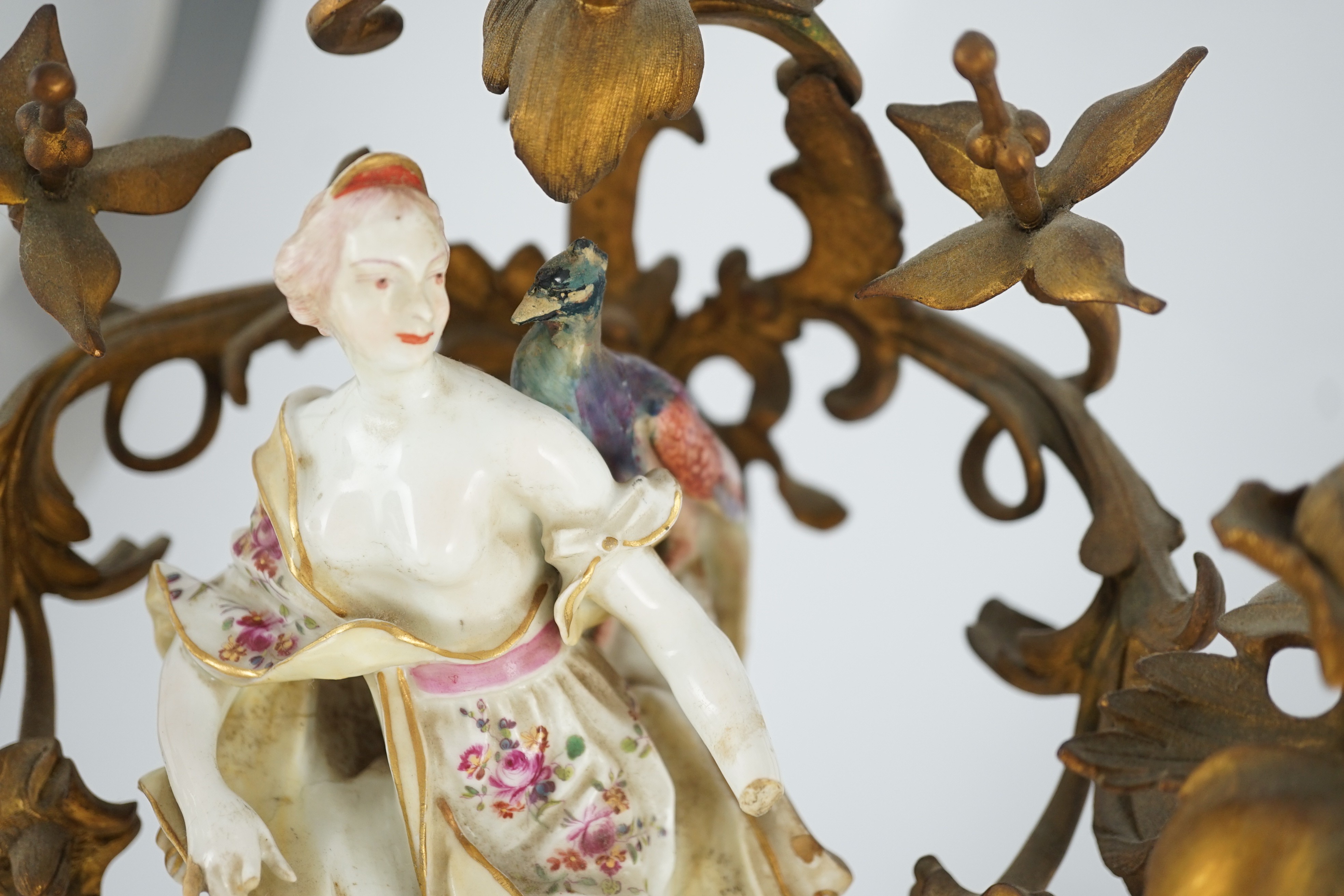 A pair of large Derby porcelain and ormolu mounted ‘Juno and Jupiter’ figural candelabra, the - Image 3 of 9