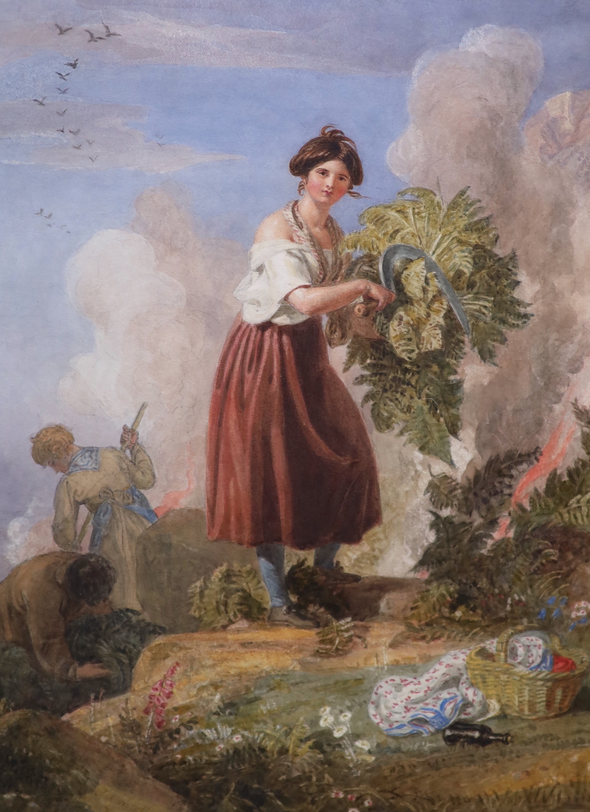 Joshua Cristall (British, 1767–1847) Fern cutters on Coppett Hill, Goodrichwatercoloursigned and