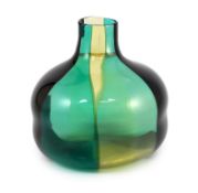 A Venini Murano ‘Spicchi’ glass vase, designed by Fulvio Bianconi, c.1955, model 4890, in green,