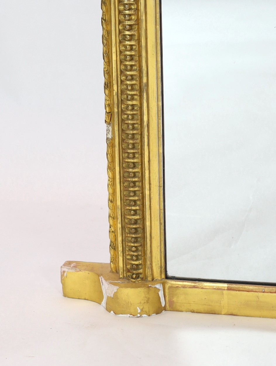 A Victorian giltwood and gesso overmantel mirror, of arched form with foliate scroll crest and - Image 3 of 5