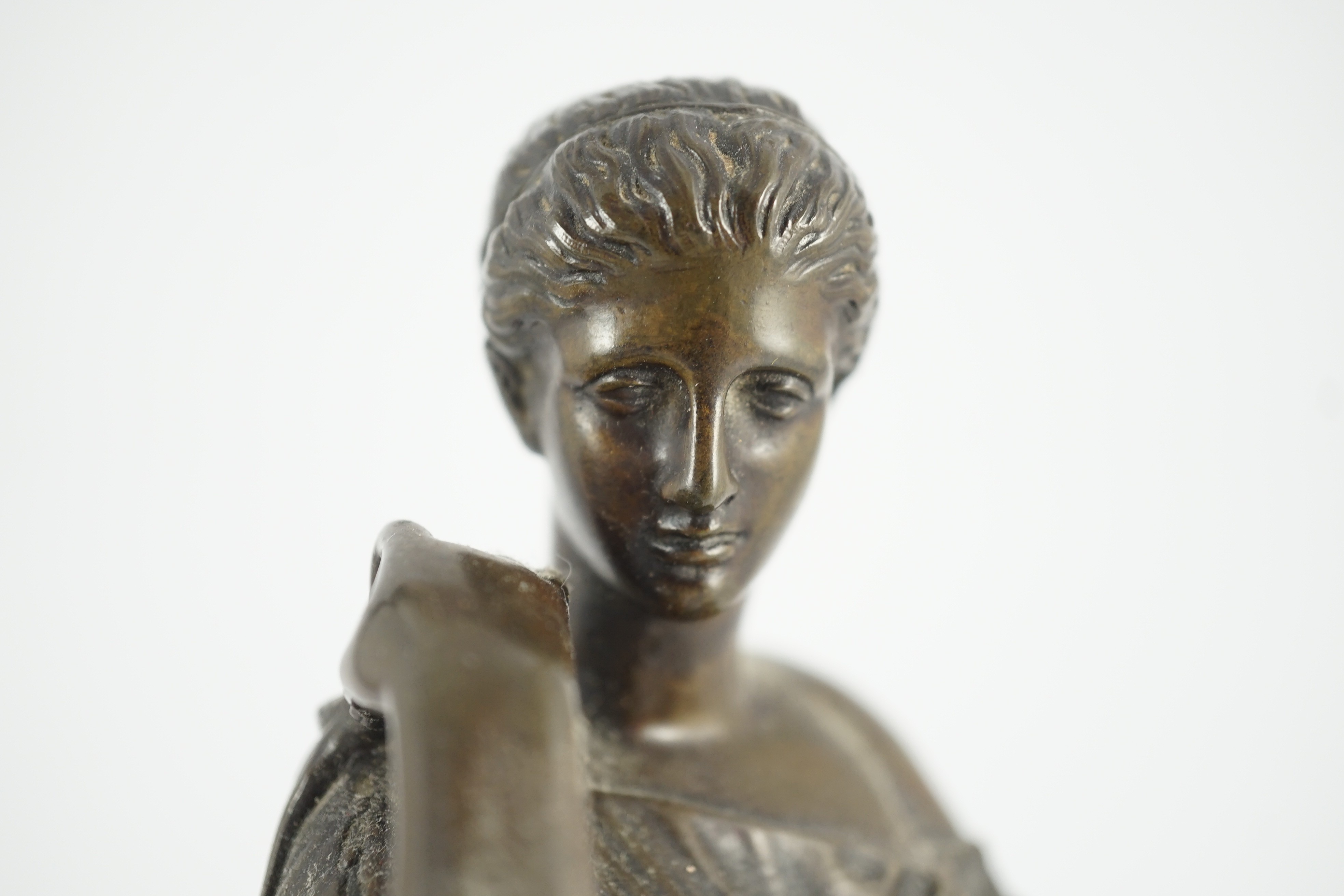 After the antique, a French Reduction Sauvage bronze figure of 'Diana de Gabies', on square - Image 3 of 7