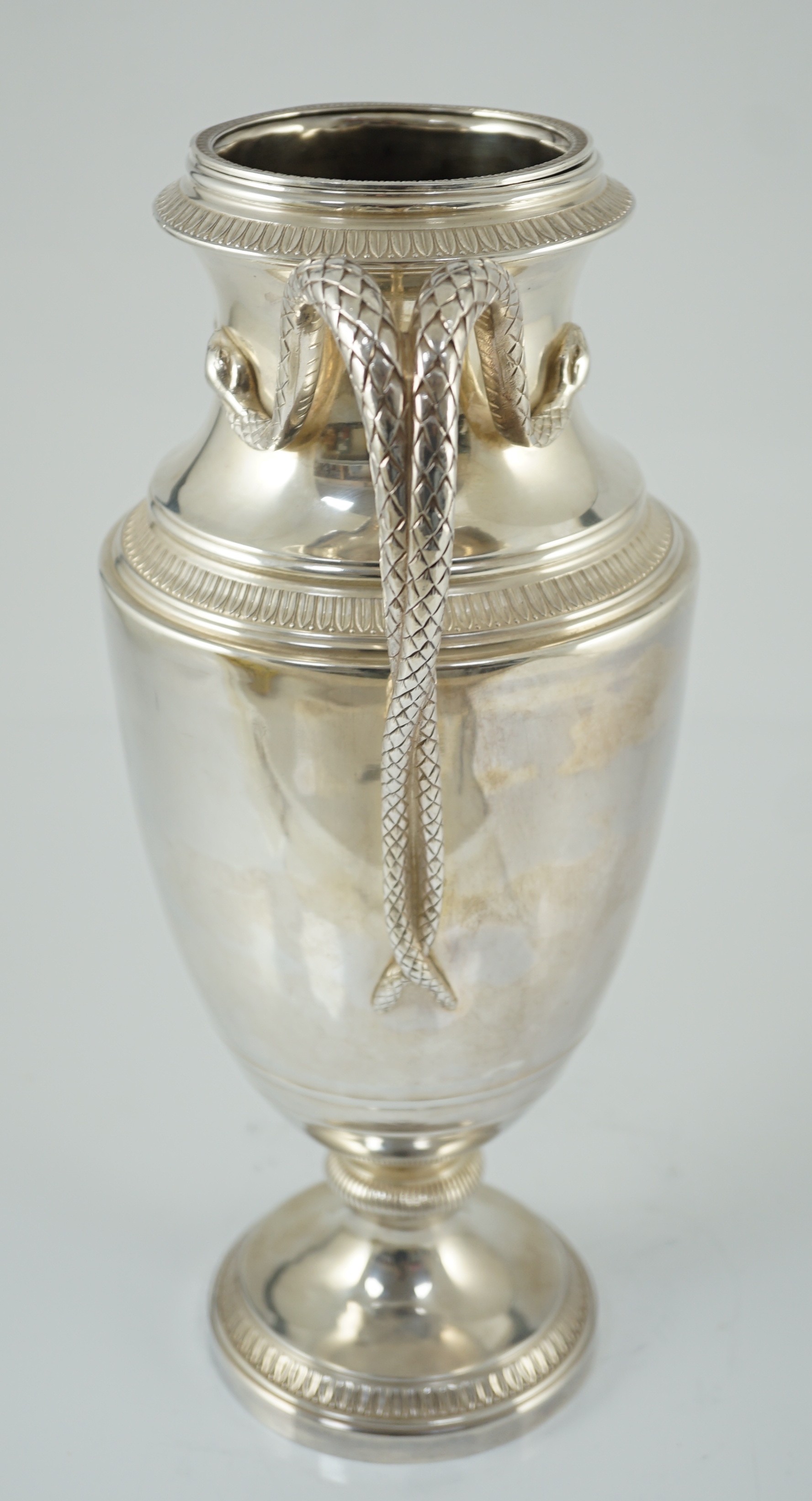 An early 20th century French 950 standard silver two handled vase shaped wine cooler, by Teytard - Image 4 of 8