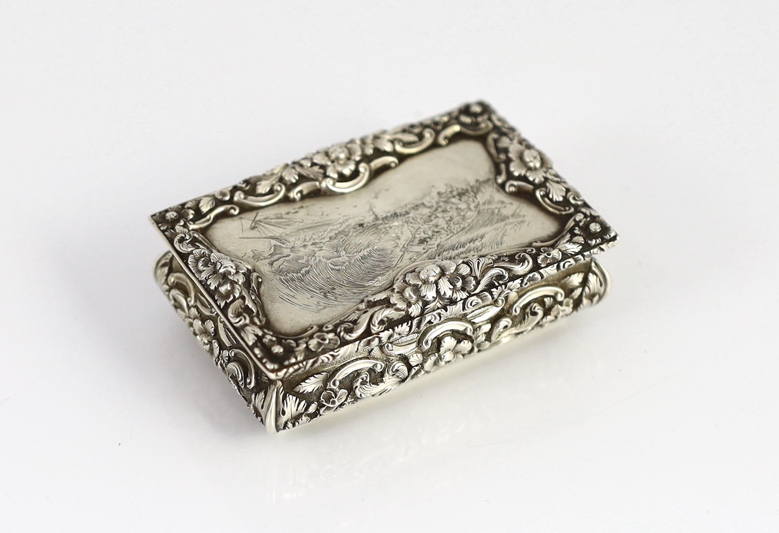 An unusual early Victorian silver rectangular snuff box, commemorating Grace Darling, engraved - Image 4 of 13