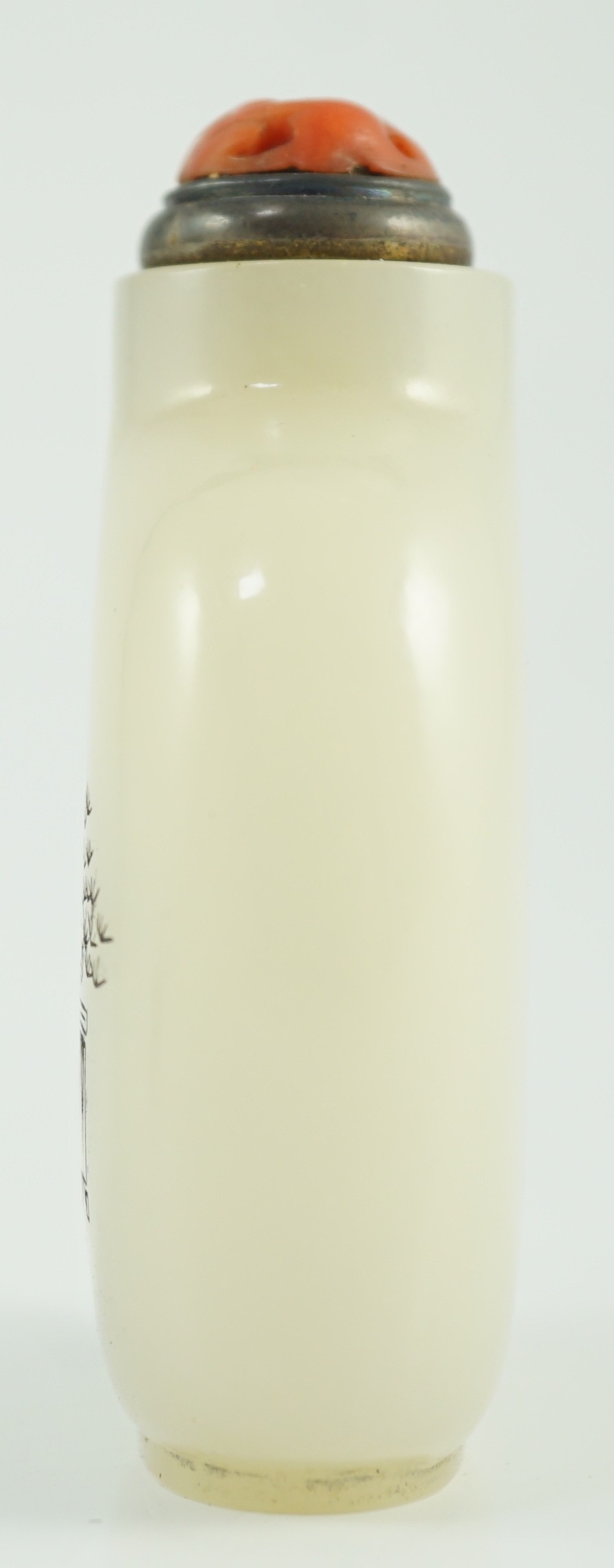 A Chinese inscribed white jade snuff bottle, 19th century, the stone is of good even tone, the - Image 11 of 17