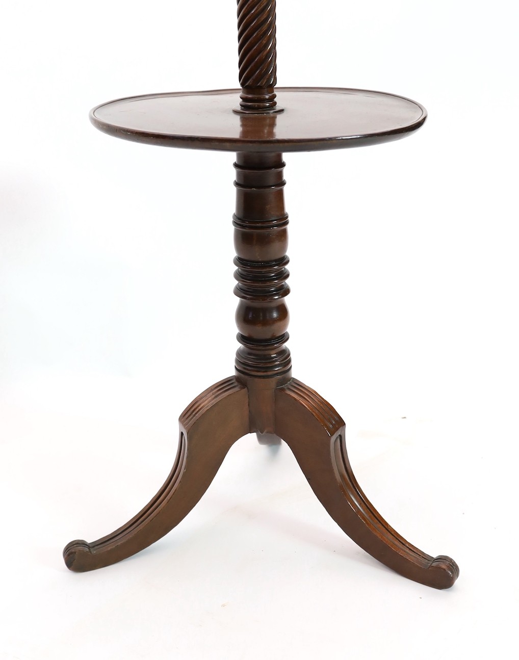 A Regency mahogany hat stand, with central spiral twist column and nine scrolling arms over circular - Image 5 of 5