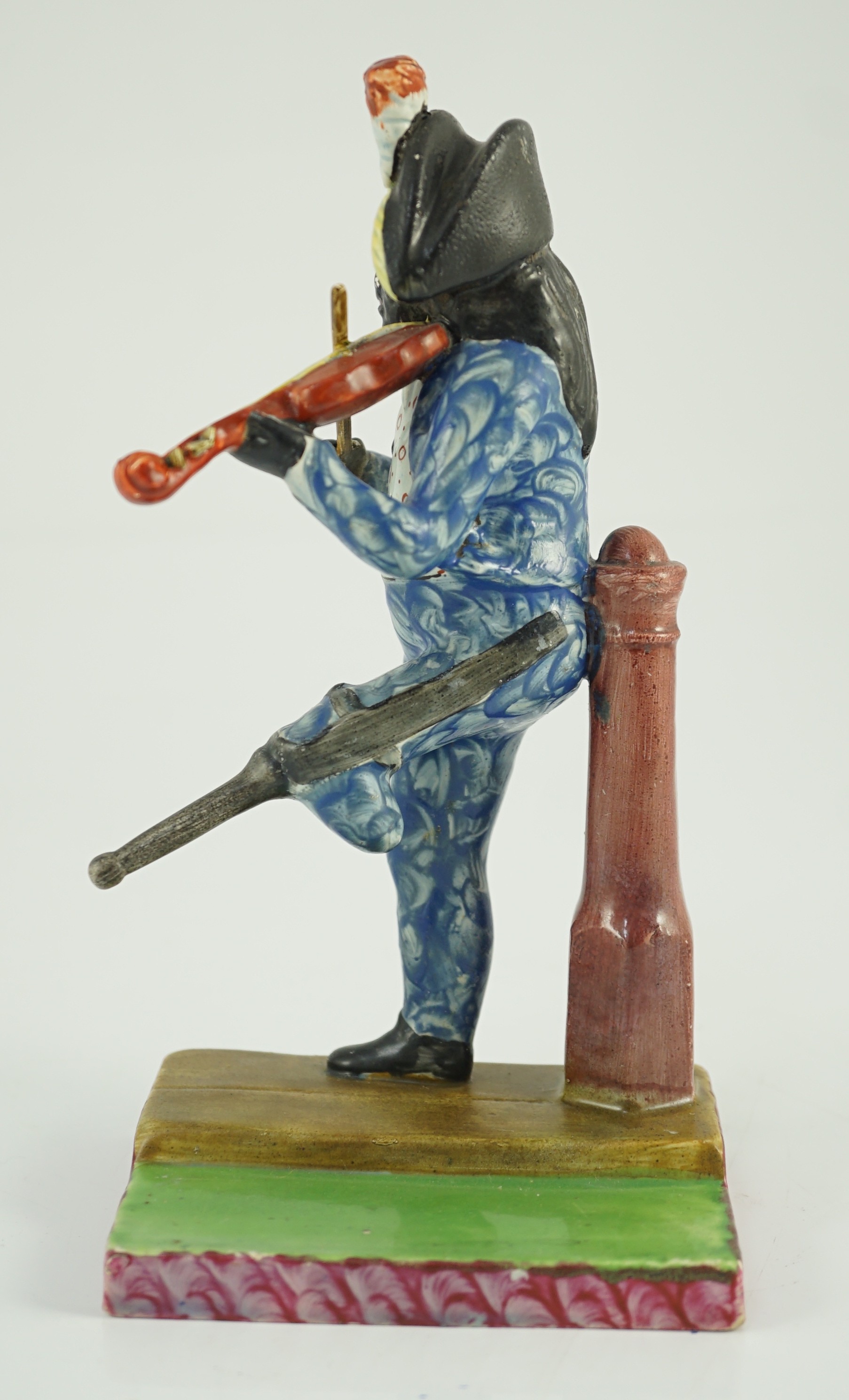 An Enoch Wood pearlware figure of Billy Waters, c.1820, modelled as the famous ex slave and London - Image 3 of 5