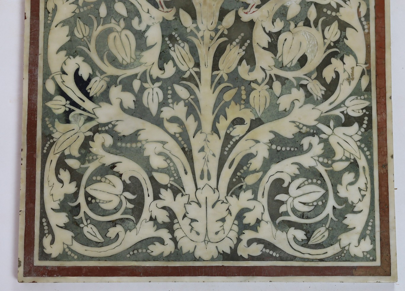 A 17th/18th century Florentine scagliola table top, decorated with birds, tulips and foliate scrolls - Image 2 of 5