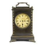 Feltham of Jersey. An early Victorian ormolu mounted ebonised bronze bracket clock, in architectural