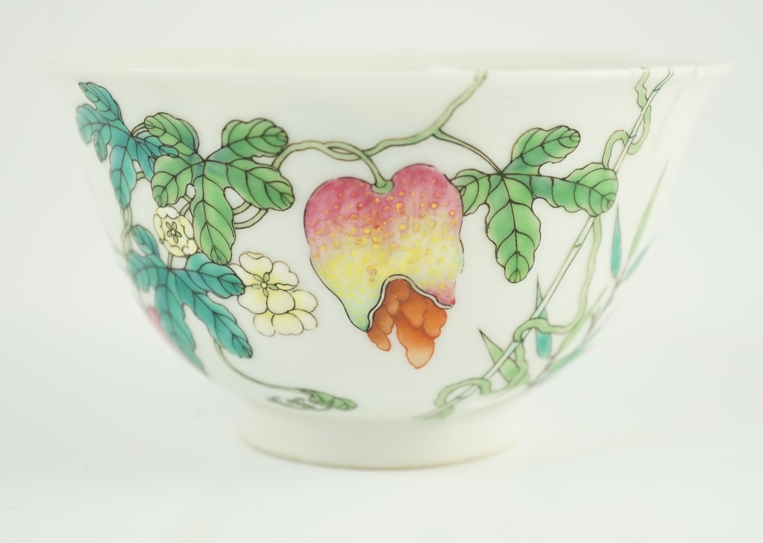 A Chinese famille rose bowl, Jiaqing seal mark and of the period (1796-1820), painted with - Image 9 of 9