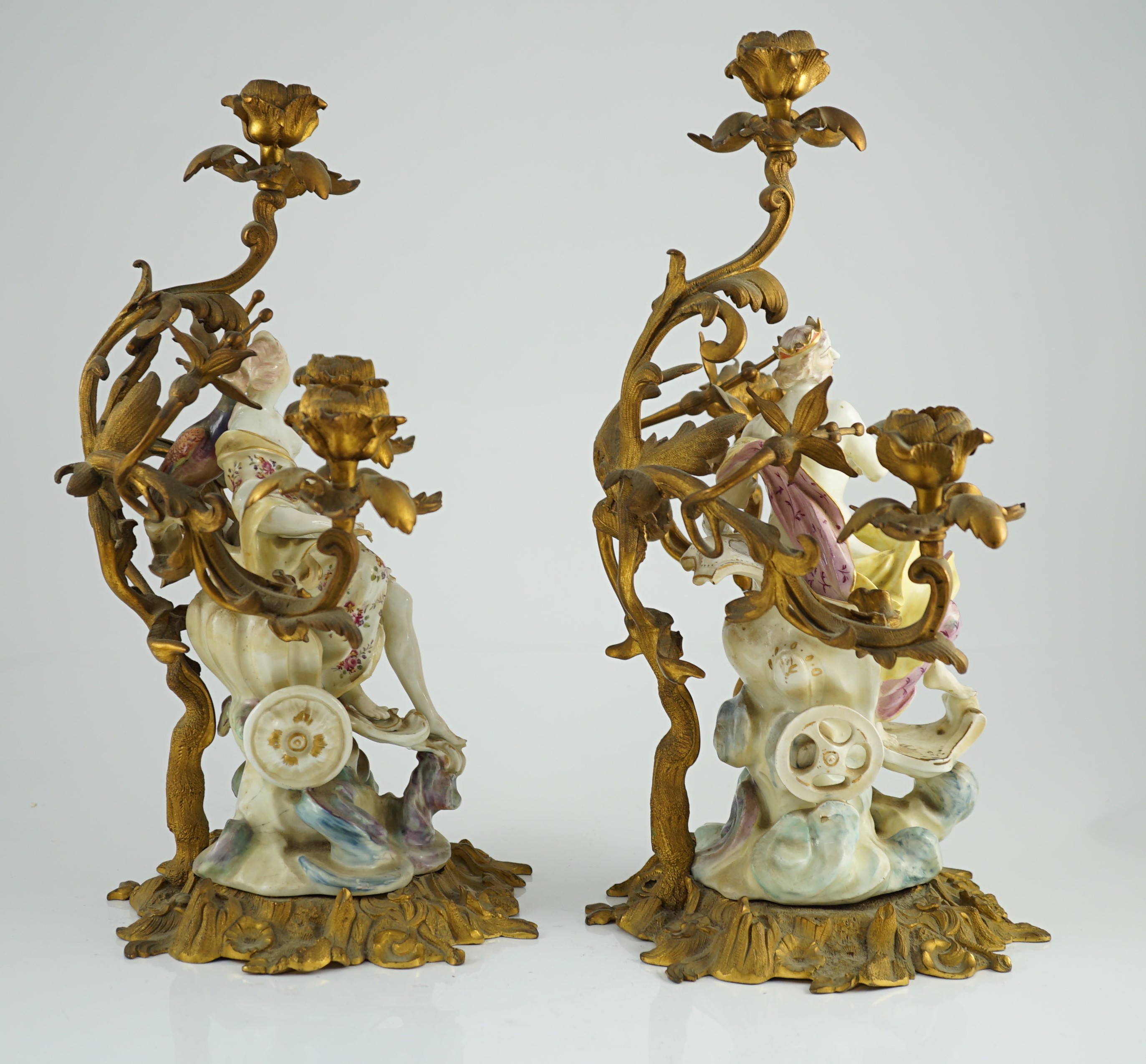 A pair of large Derby porcelain and ormolu mounted ‘Juno and Jupiter’ figural candelabra, the - Image 9 of 9