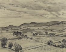 § § Dame Laura Knight (British, 1877-1970) Kentish landscapepencil and charcoal preparatory