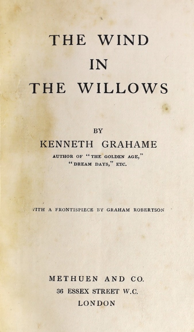 ° ° Grahame, Kenneth - The Wind in the Willows, 1st edition, frontispiece by Graham Robertson, - Image 2 of 5