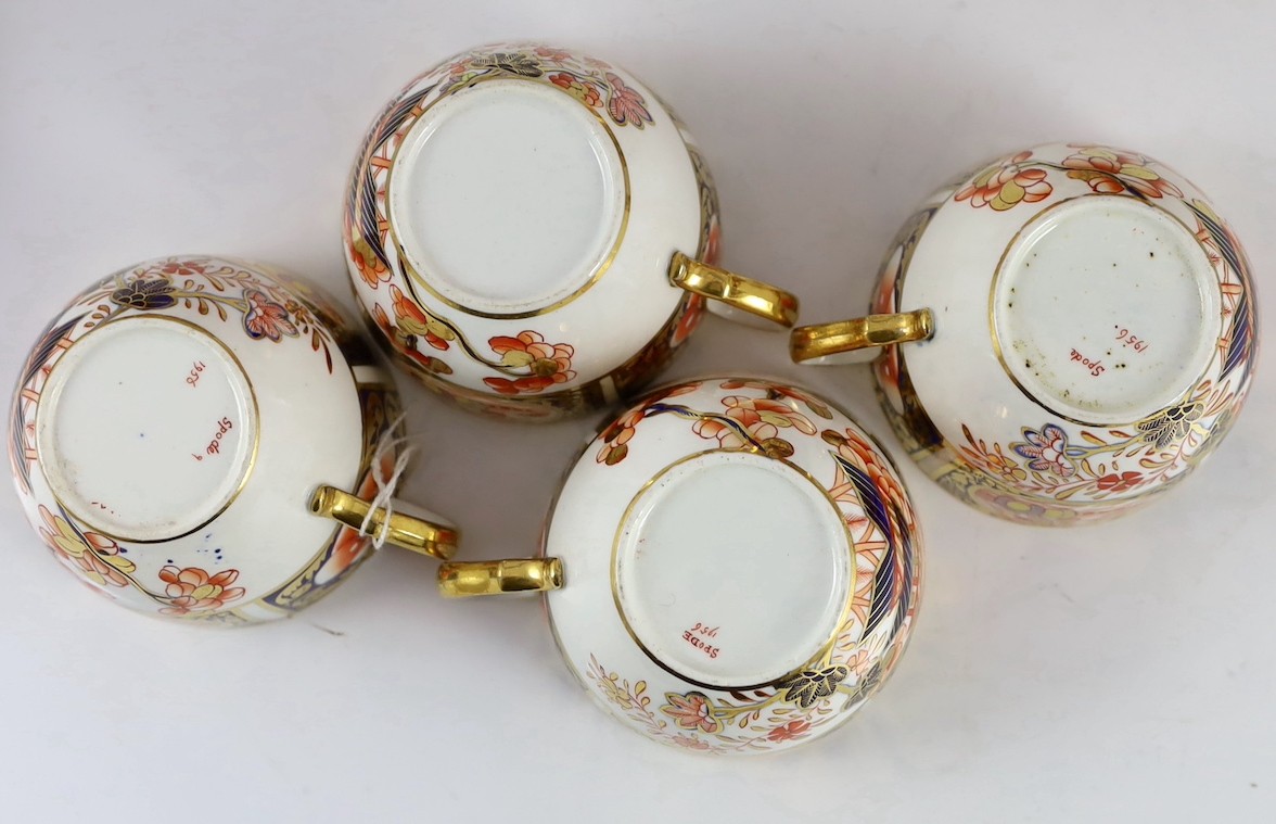 A Spode part tea service painted in Imari style with pattern 1956, c.1820, comprising a teapot cover - Image 6 of 14