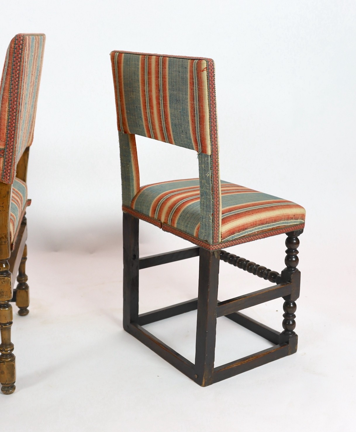 A matched set of twelve 17th century and later dining chairs, the rectangular backs and seats - Image 4 of 6