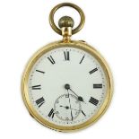 An Edwardian 18ct gold open face keywind pocket watch, by Joyce & Co, Whitchurch, with Roman dial