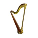 A mid 19th century J.Schwieso giltwood, satinwood and rosewood 'Grecian' concert harp, with brass