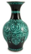 A Japanese silver wire cloisonné enamel vase, by Ota Hiroaki, c.1950s, decorated in archaistic style
