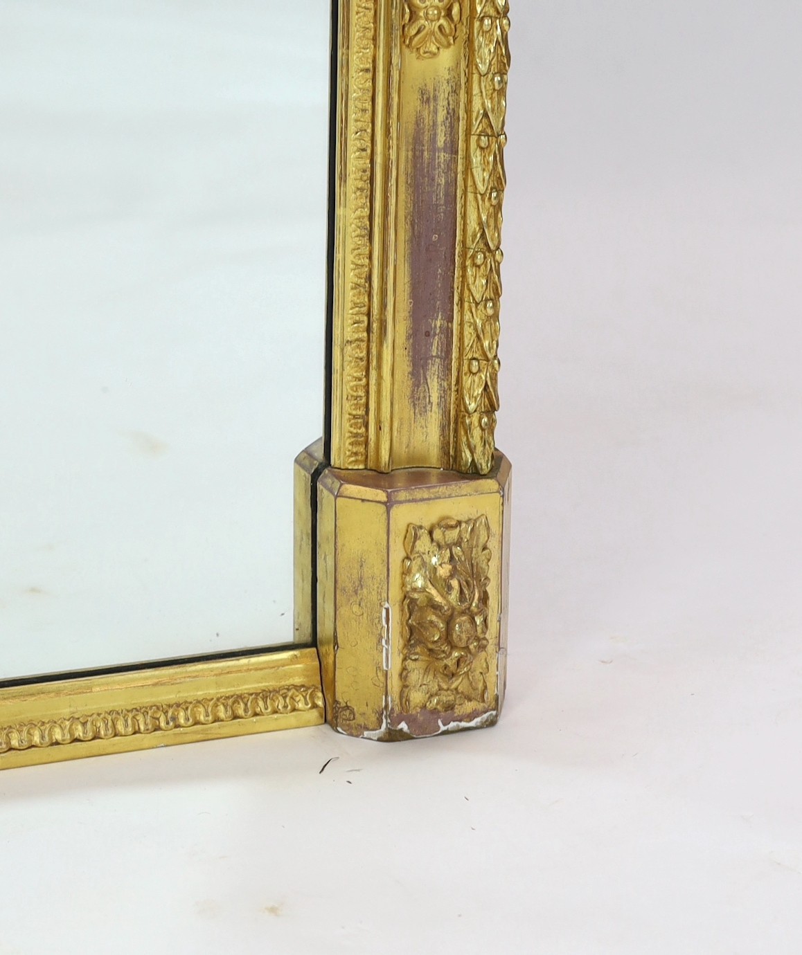 A Victorian giltwood and gesso overmantel mirror, of ornate arched form with foliate scroll and - Image 4 of 5