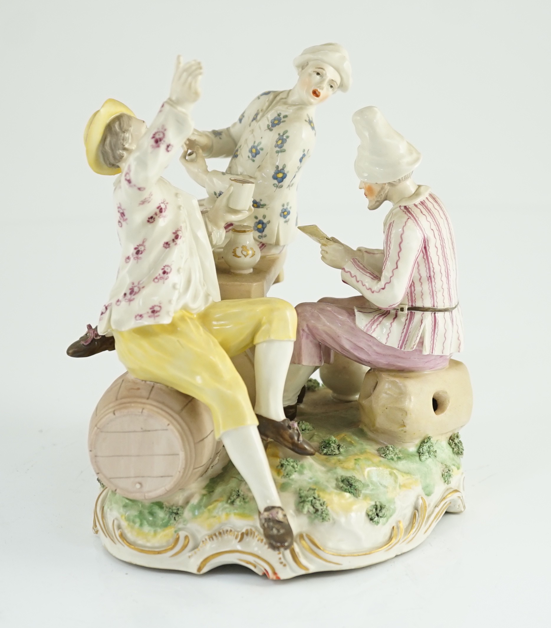 A Frankenthal porcelain group of three carousing men, c.1770-75, modelled by Karl Gottlieb Lück, one - Image 2 of 6