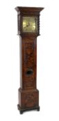 A William and Mary floral marquetry and walnut eight day longcase clock, the 11 inch square brass