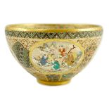 A Japanese Satsuma pottery ‘thousand butterfly’ bowl, Meiji period, the interior painted with the