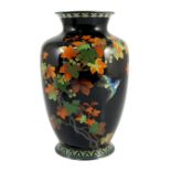 A Japanese silver wire cloisonné enamel vase, third quarter 20th century, decorated with fruiting