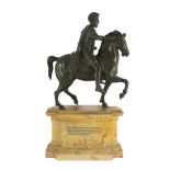 After the Antique. A 19th century Italian Grand Tour bronze equestrian group, modelled as Emperor