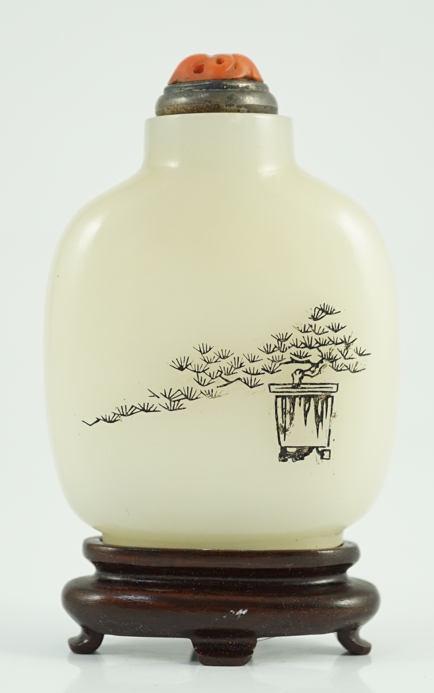 A Chinese inscribed white jade snuff bottle, 19th century, the stone is of good even tone, the - Image 17 of 17