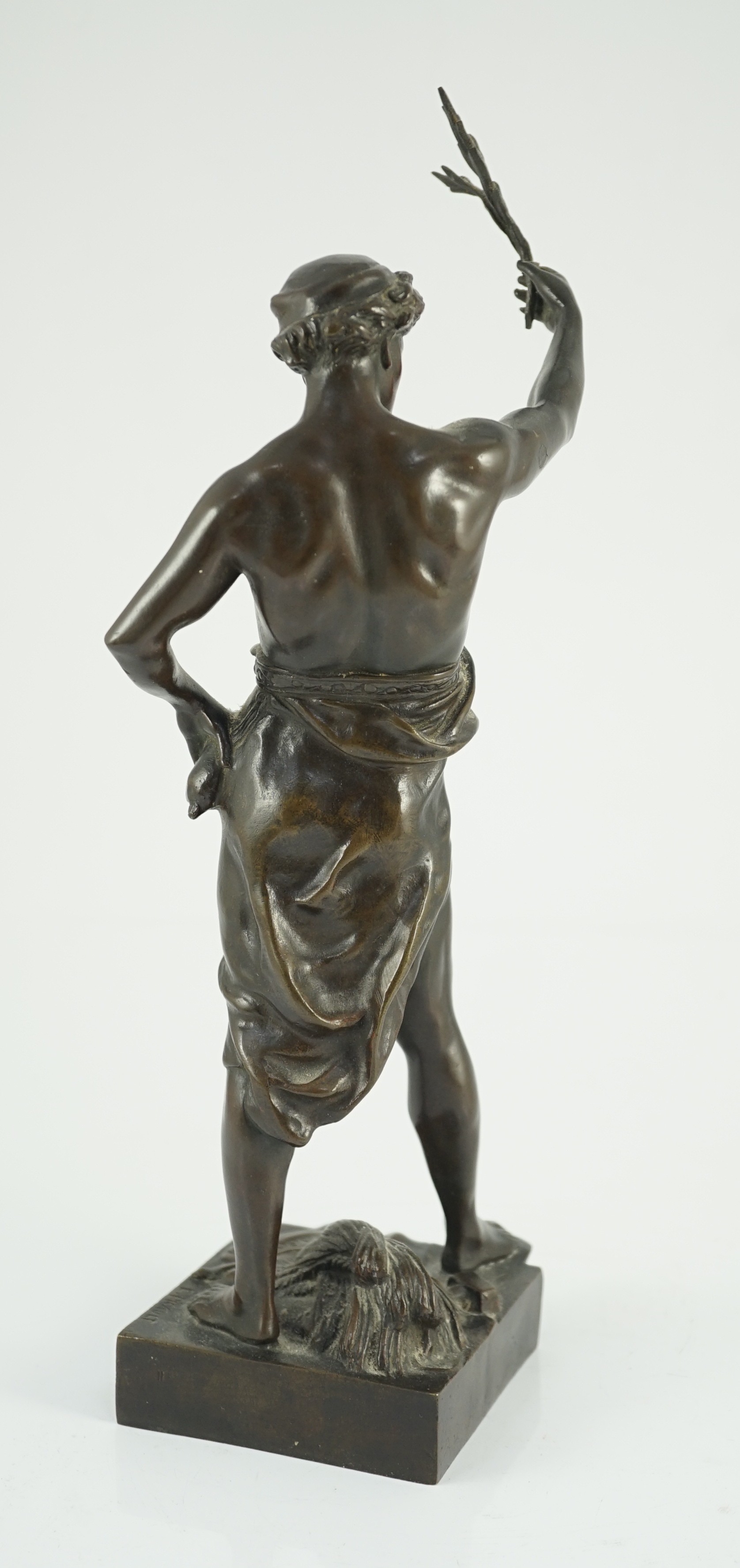 Emile Louis Picault (1833-1915). A French bronze figure 'Per Laborem' modelled as a classical - Image 6 of 6
