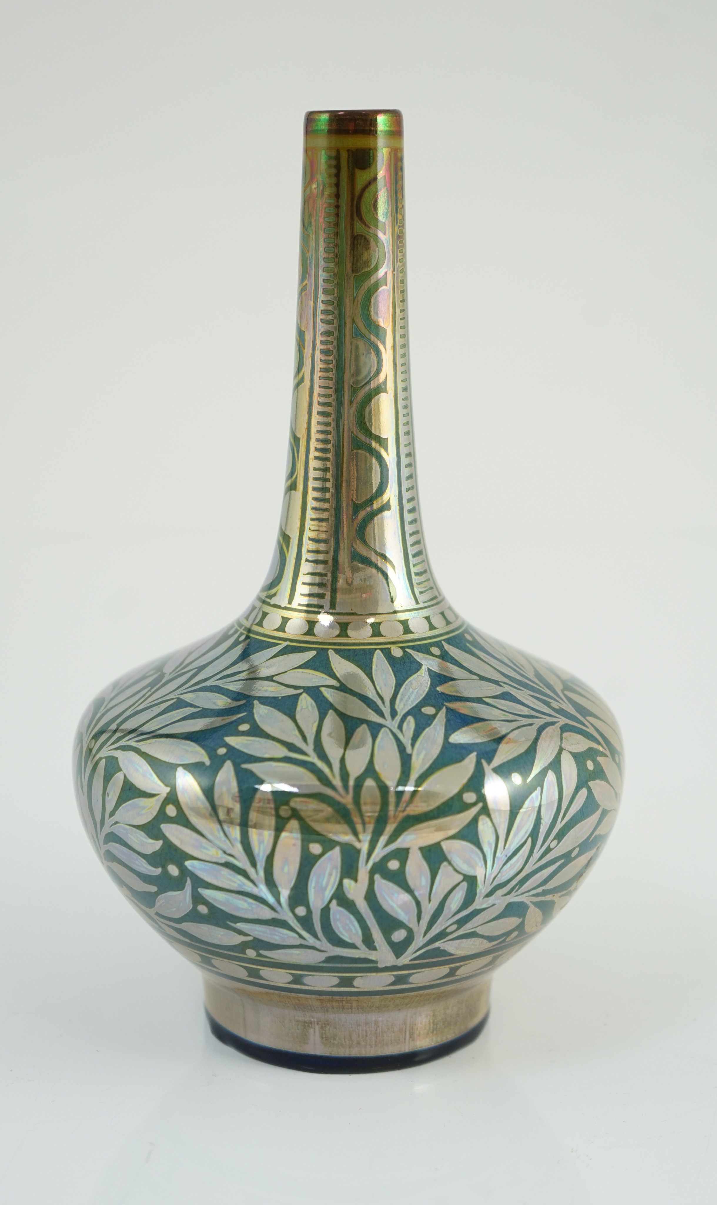 A Pilkington’s Lancastrian lustre bottle vase, by William S. Mycock, painted in silver lustre with - Image 3 of 4