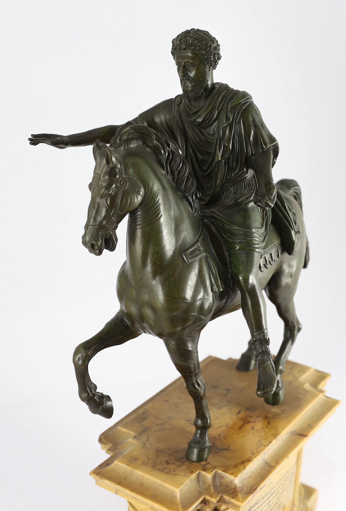 After the Antique. A 19th century Italian Grand Tour bronze equestrian group, modelled as Emperor - Image 3 of 3