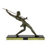 Limousin. A French Art Deco patinated spelter figure of a javelin thrower,