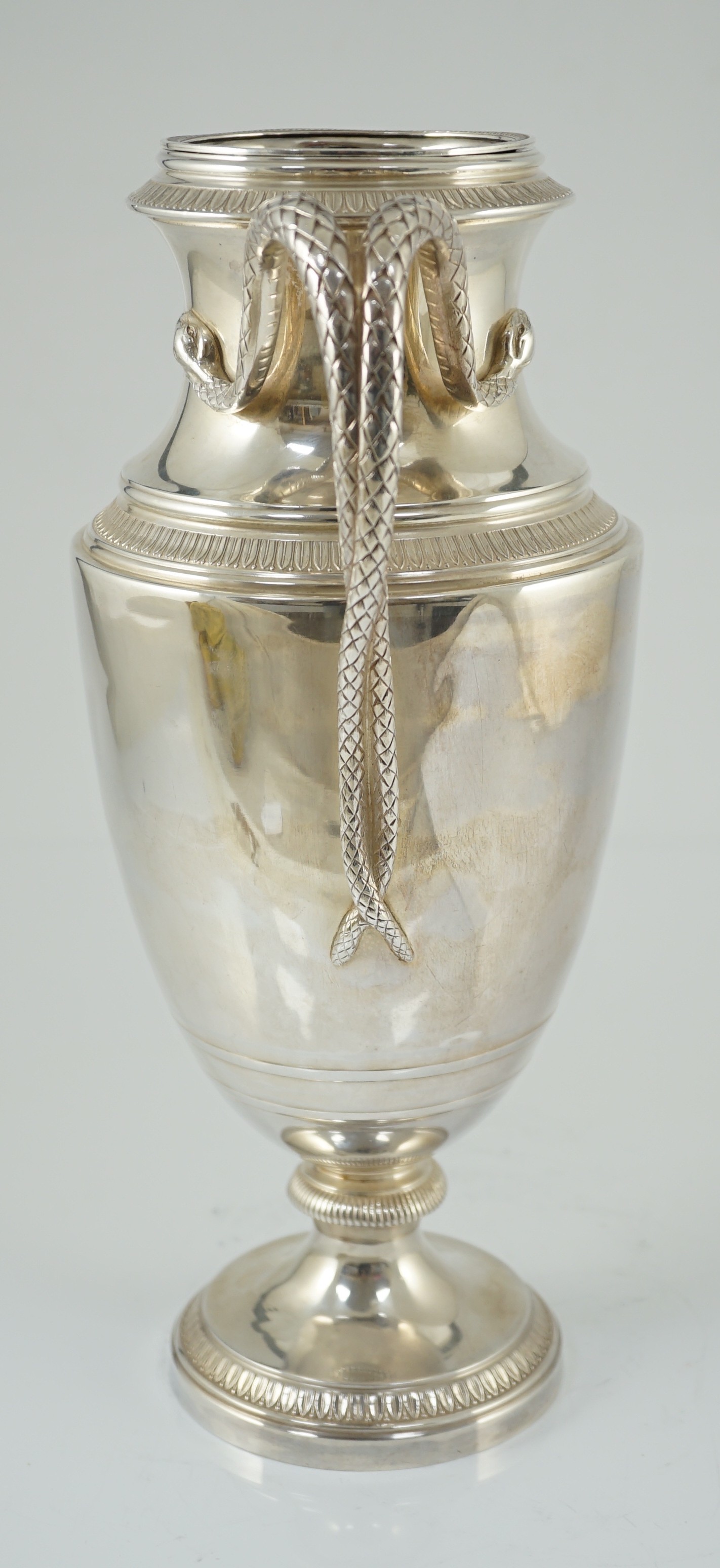 An early 20th century French 950 standard silver two handled vase shaped wine cooler, by Teytard - Image 3 of 8