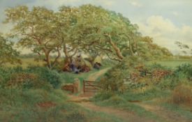 Robert Dobson (British, fl.1860-1901) 'The Old Roman Road, Prenton, Golf Links'watercoloursigned and