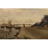 Berndt Adolf Lindholm (French/Swedish, 1841-1914) Harbour scene and River landscapepair of oils on