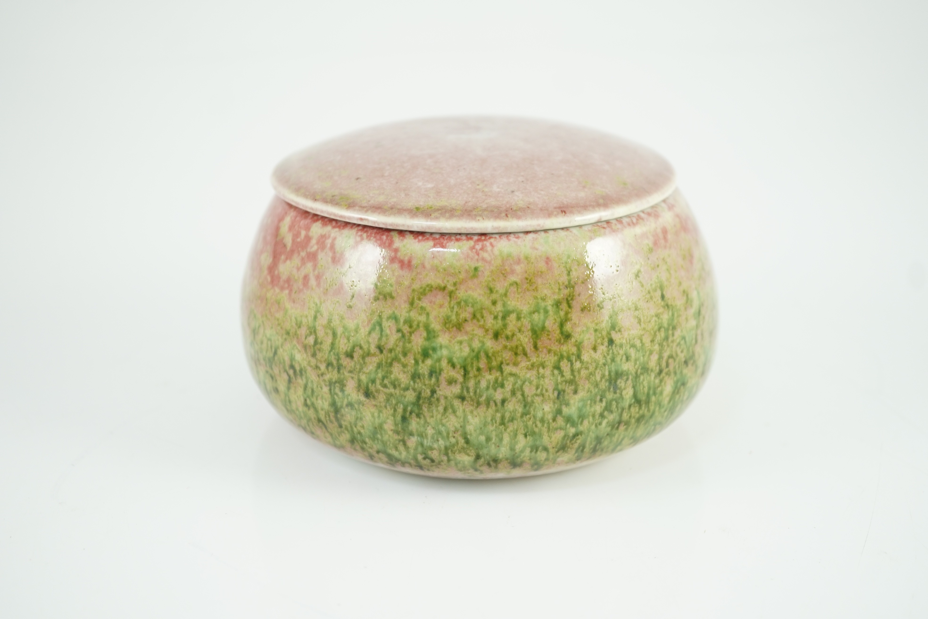 A Chinese peachbloom glazed weiqi stone box and cover, 20th century, 13.5cm diameter***CONDITION - Image 2 of 6
